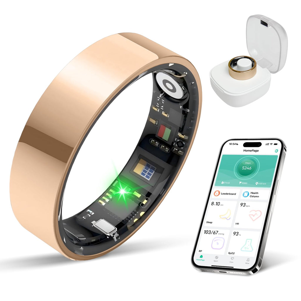 New Smart Ring Health Tracker for Women & Men, Sleep Exercise Health Monitoring, Daily Tracking, iOS/Android Compatible, IP68 Waterproof, No Subscription Required, 5‑Day Battery Life (Black, 12)