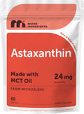 Micro Ingredients Astaxanthin 24mg with MCT Oil, 60 Softgels, 2 Month Supply | Max Strength Astaxanthin Antioxidant Supplements | Fresh Microalgae Source | Non-GMO, Gluten Free, No Soy
