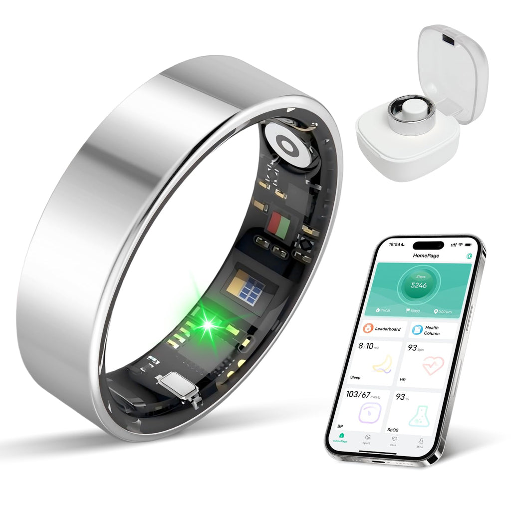 New Smart Ring Health Tracker for Women & Men, Sleep Exercise Health Monitoring, Daily Tracking, iOS/Android Compatible, IP68 Waterproof, No Subscription Required, 5‑Day Battery Life (Black, 12)