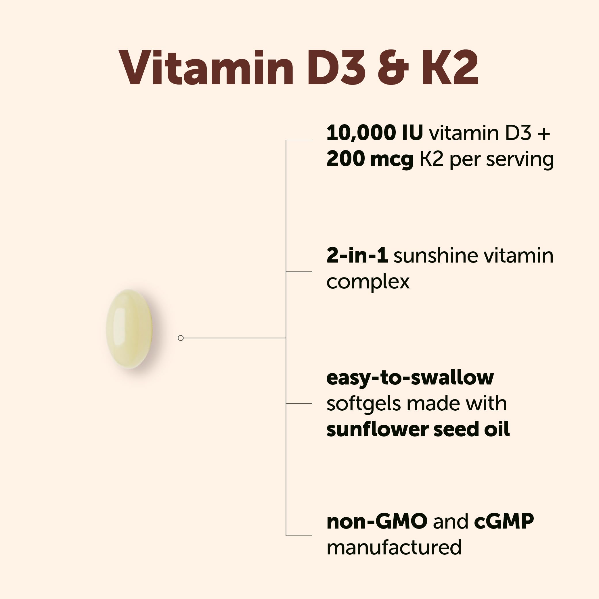 Micro Ingredients Vitamin D3 10,000 IU + K2 MK-7 200 mcg, 300 Softgels with Virgin Coconut Oil | 2-in-1 Vitamins D & K Complex | Extra Strength, Easy to Swallow, Non-GMO, Gluten Free