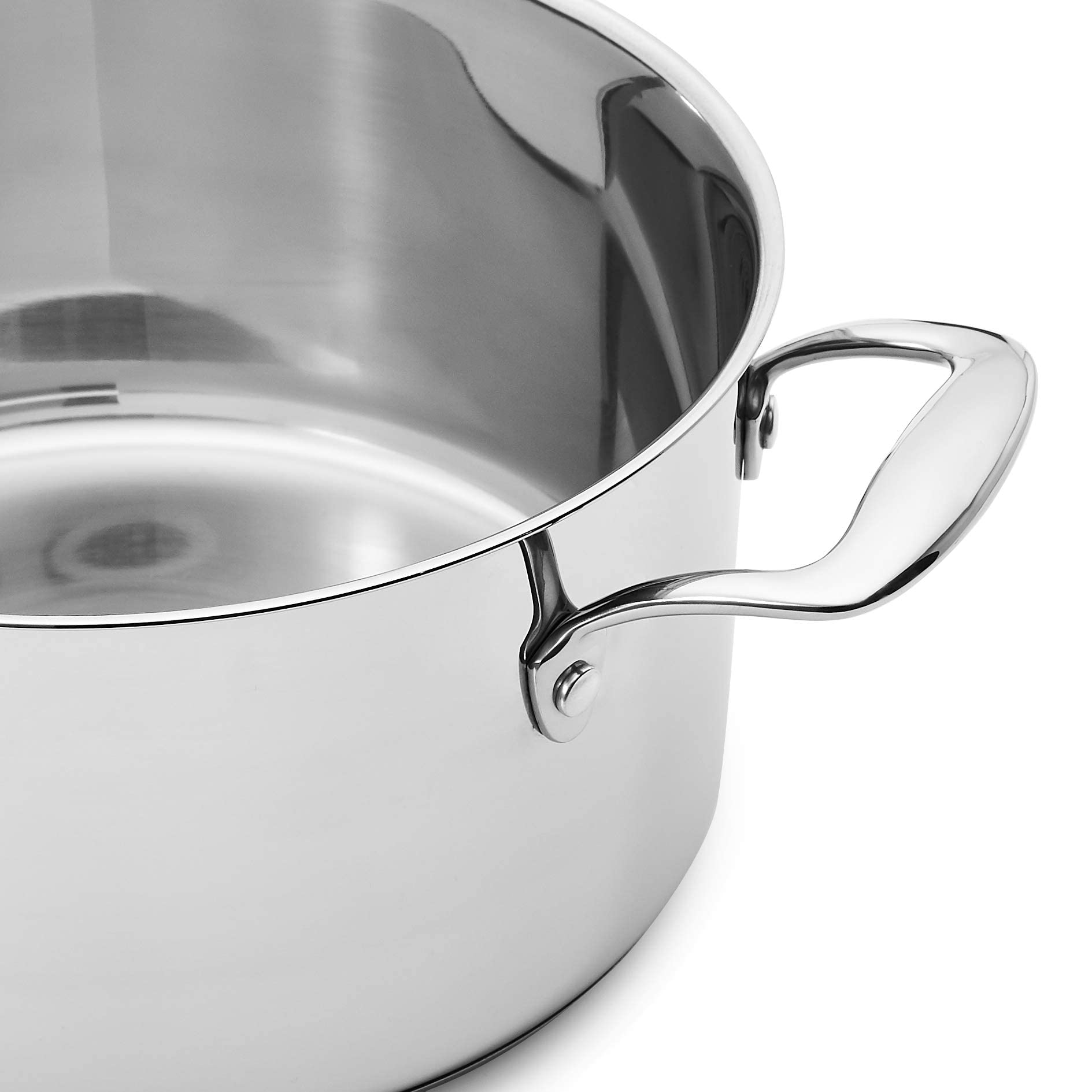 Amazon Basics Stainless Steel Cookware 11-Piece Set, Oven Safe, Induction-Ready, Even Heating, Non Toxic, Stay-Cool Handles, Pots and Pans, All Stovetops, Glass Lids, Silver