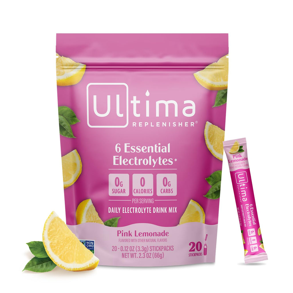 Ultima Replenisher Daily Electrolyte Powder – Raspberry, 20 Stickpacks – Zero Sugar Hydration Packets with 6 Electrolytes and Minerals – Sugar Free, Plant Based & Keto Friendly Drink Mix
