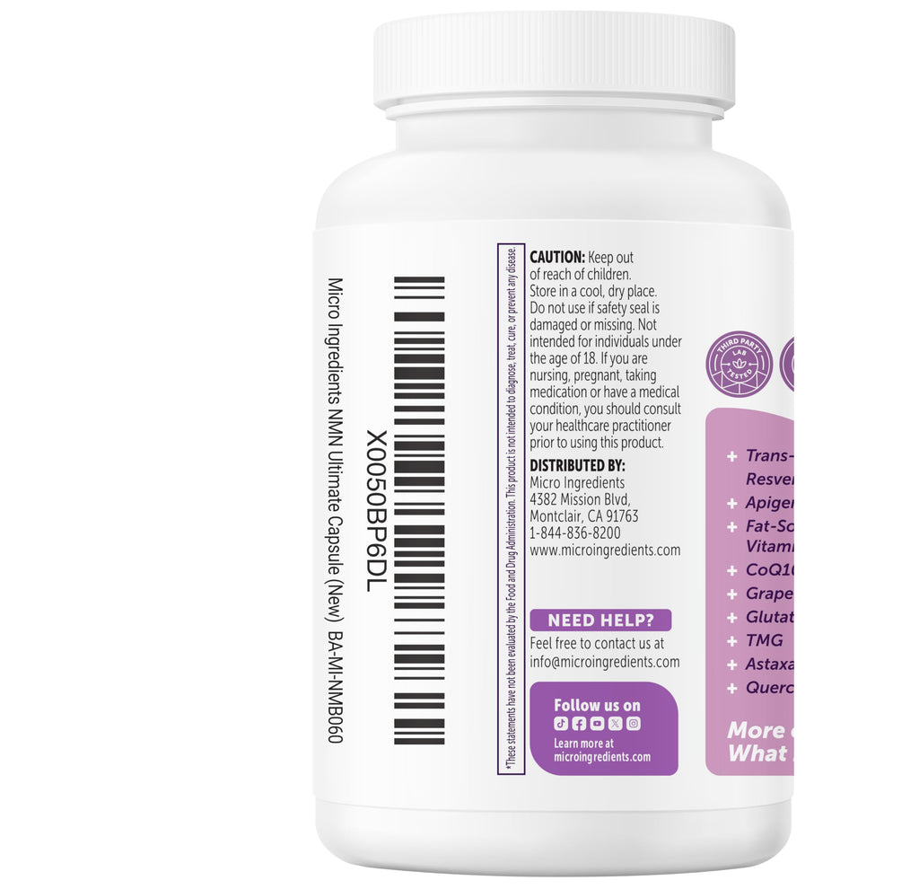 NMN Complex 1,000mg Per Serving, 60 Veggie Capsules | 10-in-1 with Nicotinamide Mononucleotide, Vitamin C, Resveratrol, CoQ10, TMG, Quercetin, & Glutathione | NAD+ Supplement Precursor | Filler Free