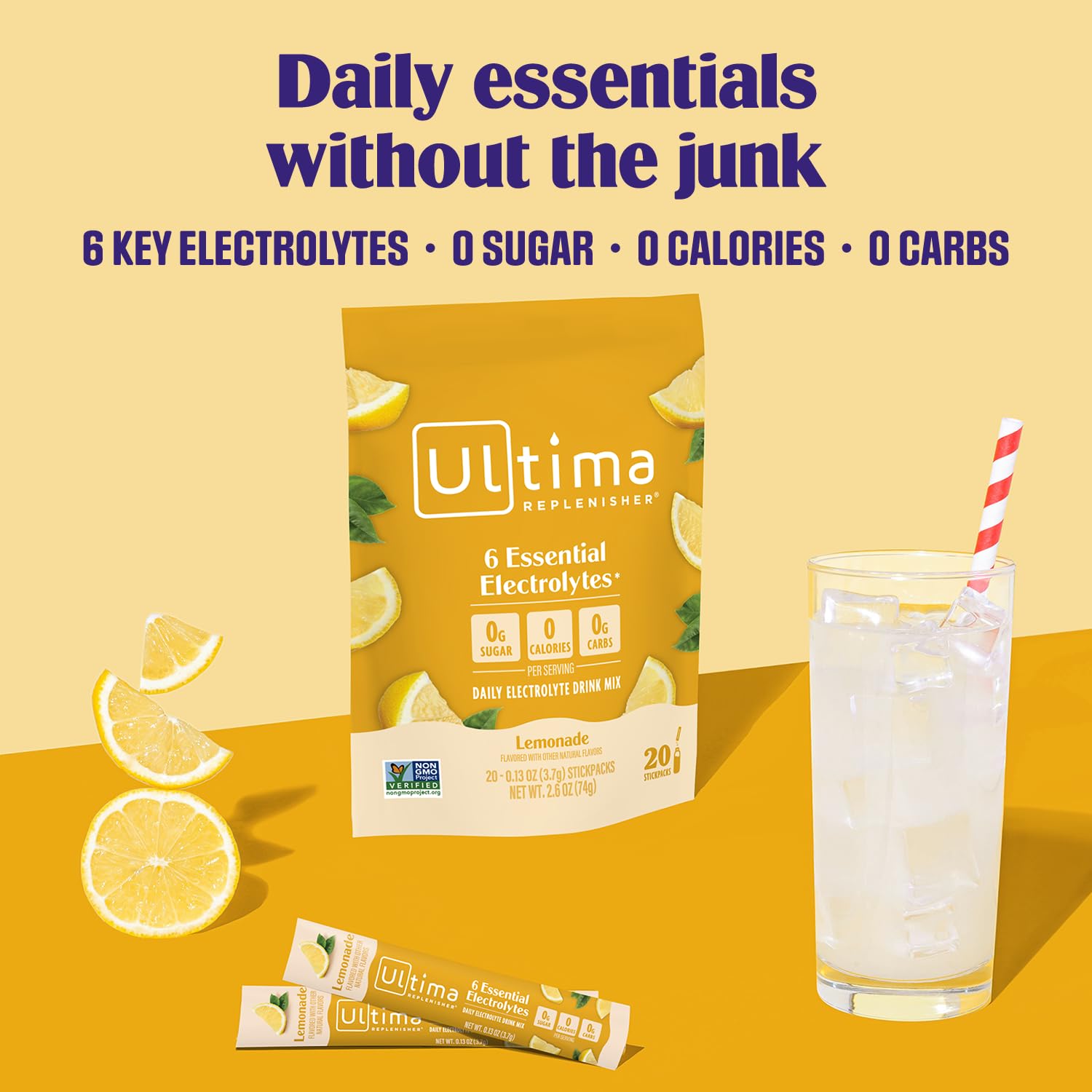 Ultima Replenisher Daily Electrolyte Powder – Raspberry, 20 Stickpacks – Zero Sugar Hydration Packets with 6 Electrolytes and Minerals – Sugar Free, Plant Based & Keto Friendly Drink Mix