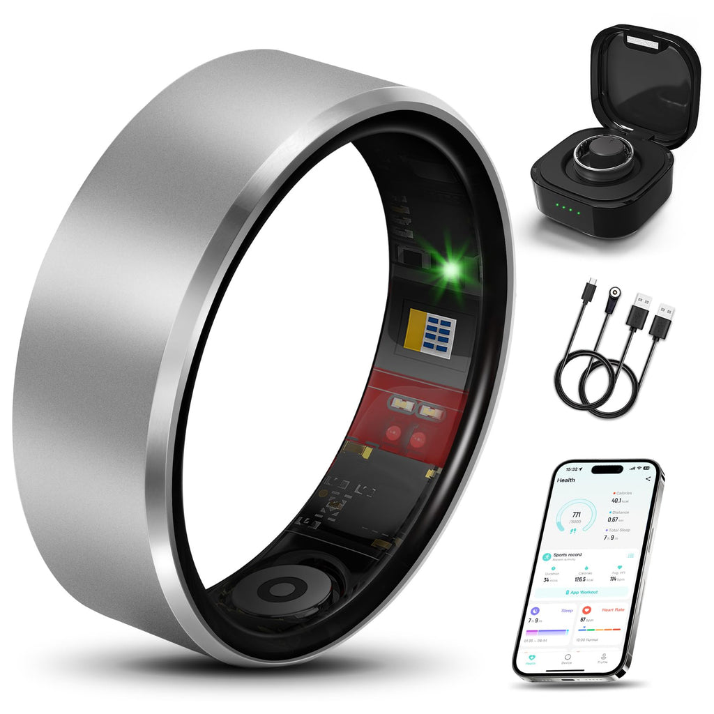 Smart Ring 2.0 for Women Men, Slim Scratch & Fingerprint Resistant Design, Advanced Chip Fitness Tracker, Sleep, Stress & Activity Monitoring, Waterproof, No Subscription Fees, Rose Gold 8