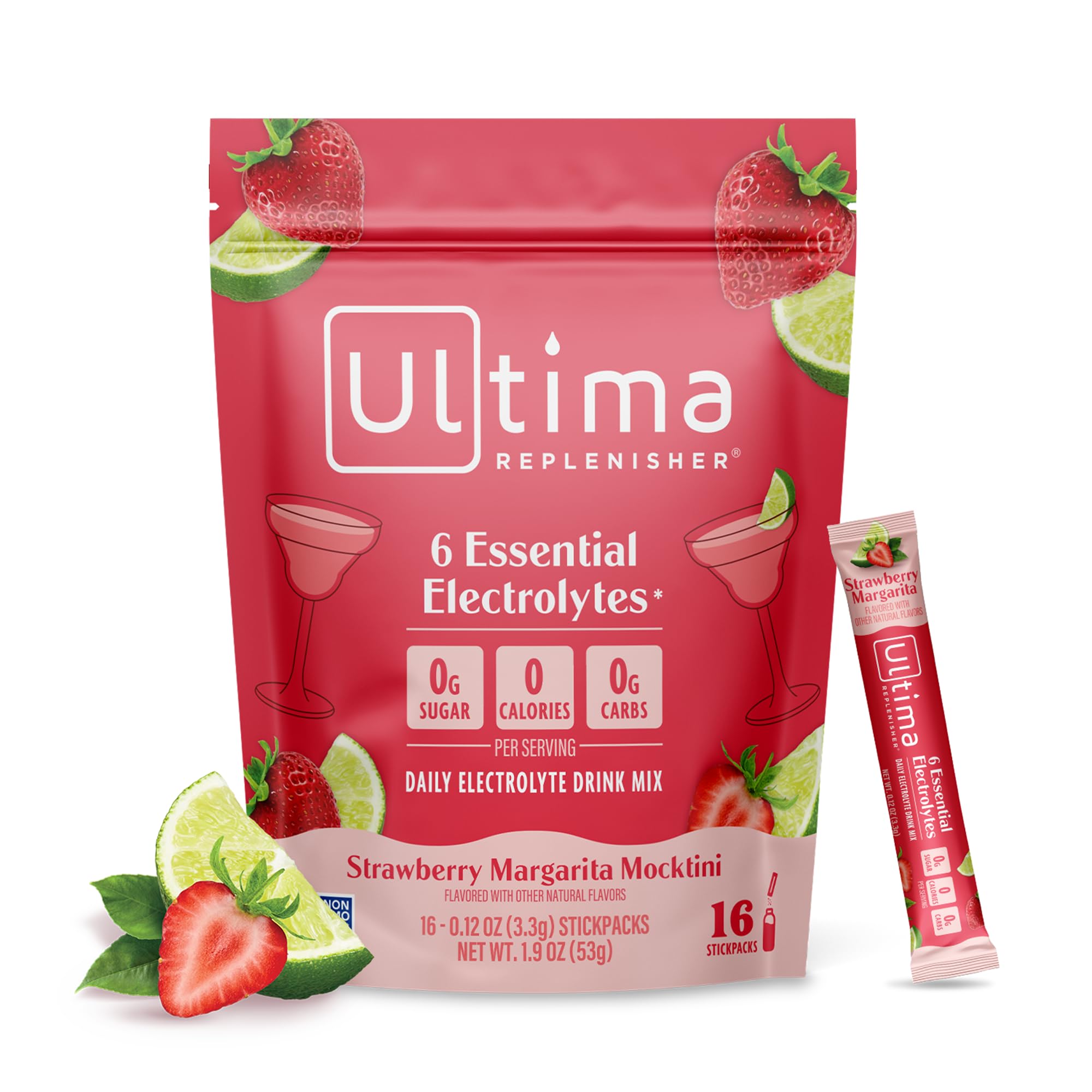 Ultima Replenisher Daily Electrolyte Powder – Raspberry, 20 Stickpacks – Zero Sugar Hydration Packets with 6 Electrolytes and Minerals – Sugar Free, Plant Based & Keto Friendly Drink Mix