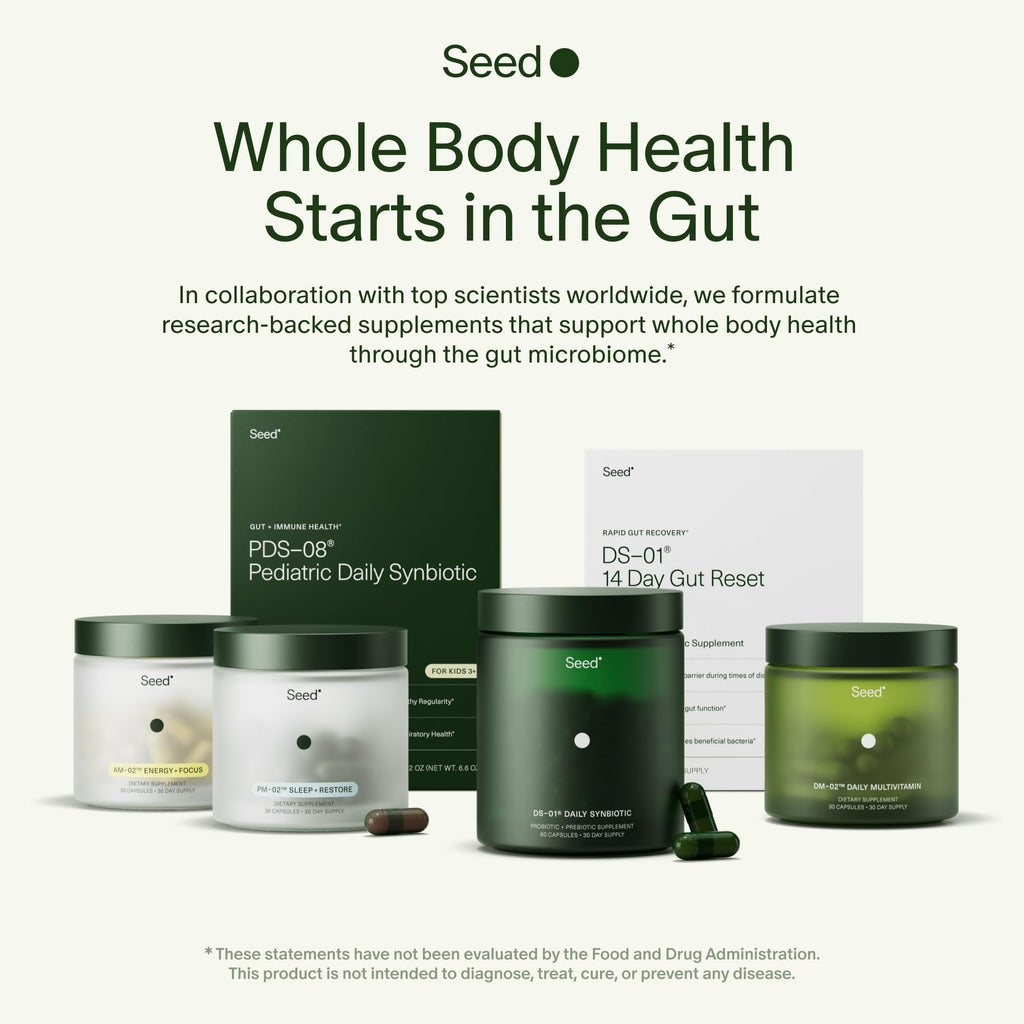 Seed DS-01 Daily Synbiotic - Prebiotic and Probiotic for Women & Men - Digestive Health, Gut Health, Immune Support, Bloating & Constipation Relief - Vegan & Shelf-Stable - 30-Day Starter (60ct)