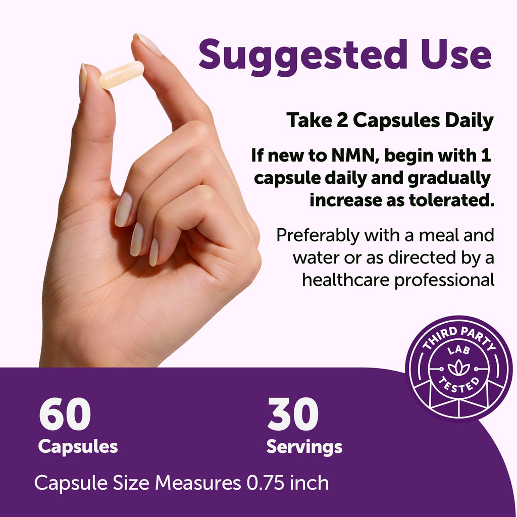 NMN Complex 1,000mg Per Serving, 60 Veggie Capsules | 10-in-1 with Nicotinamide Mononucleotide, Vitamin C, Resveratrol, CoQ10, TMG, Quercetin, & Glutathione | NAD+ Supplement Precursor | Filler Free