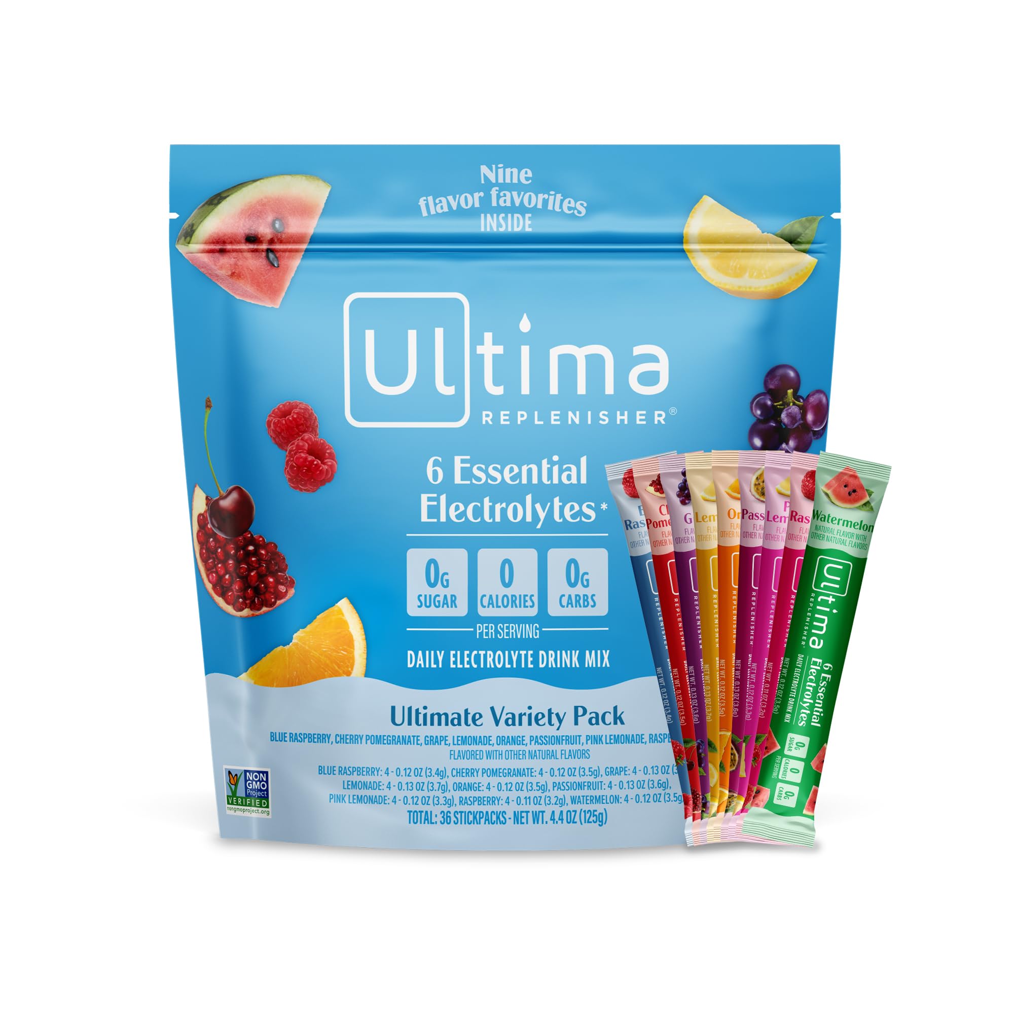 Ultima Replenisher Daily Electrolyte Powder – Raspberry, 20 Stickpacks – Zero Sugar Hydration Packets with 6 Electrolytes and Minerals – Sugar Free, Plant Based & Keto Friendly Drink Mix
