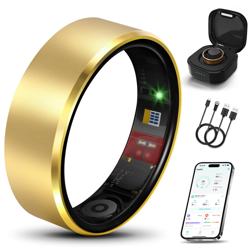 Smart Ring 2.0 for Women Men, Slim Scratch & Fingerprint Resistant Design, Advanced Chip Fitness Tracker, Sleep, Stress & Activity Monitoring, Waterproof, No Subscription Fees, Rose Gold 8