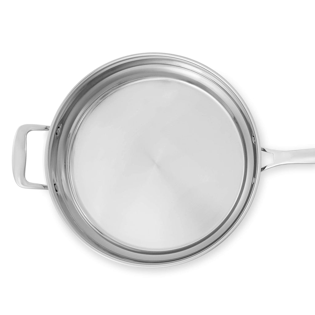Amazon Basics Stainless Steel Cookware 11-Piece Set, Oven Safe, Induction-Ready, Even Heating, Non Toxic, Stay-Cool Handles, Pots and Pans, All Stovetops, Glass Lids, Silver