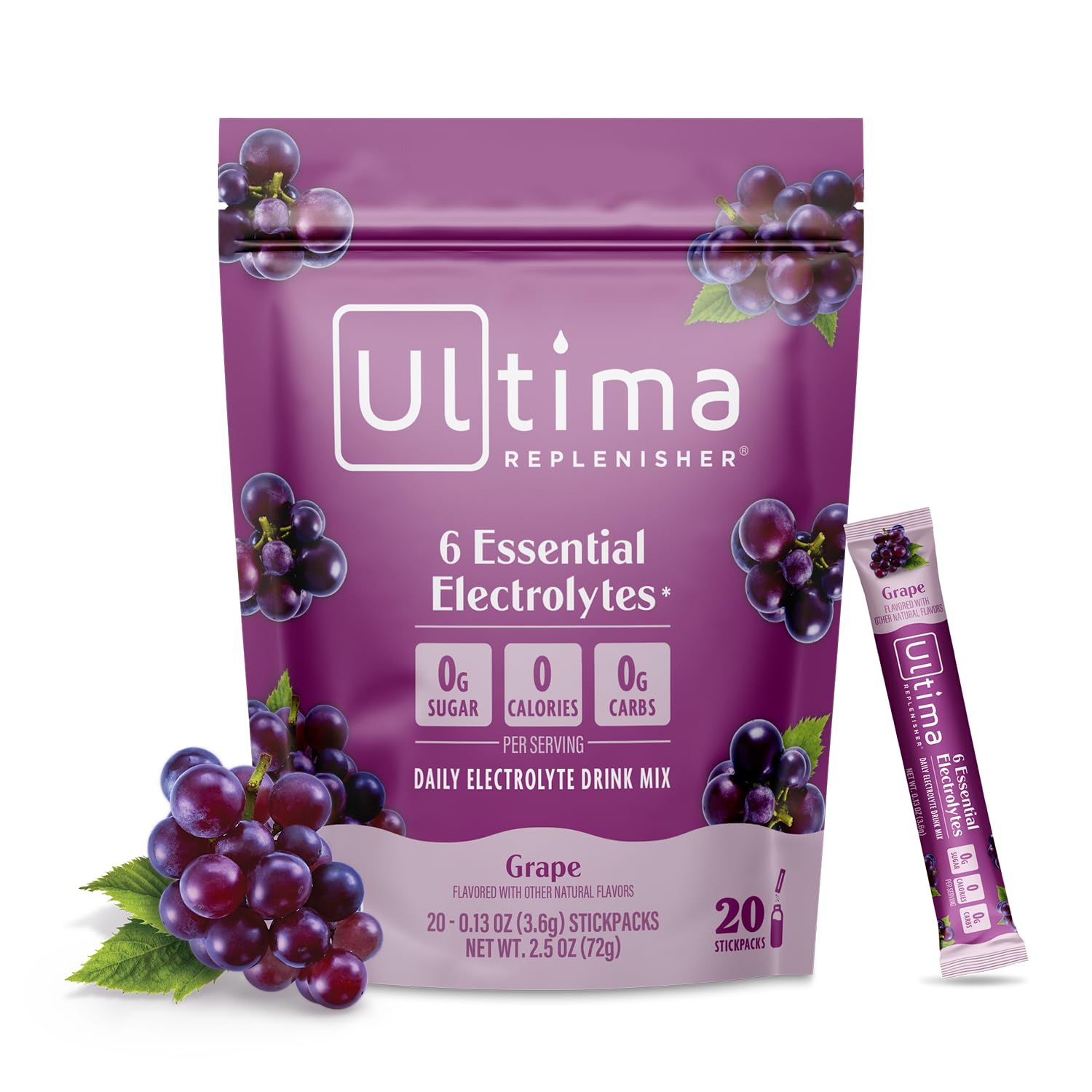 Ultima Replenisher Daily Electrolyte Powder – Raspberry, 20 Stickpacks – Zero Sugar Hydration Packets with 6 Electrolytes and Minerals – Sugar Free, Plant Based & Keto Friendly Drink Mix