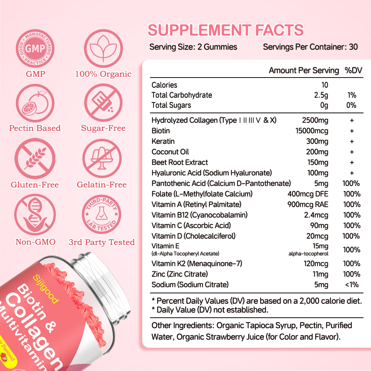 2 Pack Multi Collagen Peptides Gummies for Women & Men, Ultra Hydrolyzed Protein Type I II III V X with Biotin, Hyaluronic Acid & Vitamin C D K2 B12 A E for Skin Hair Nails, Bone, Sugar Free 120Cts
