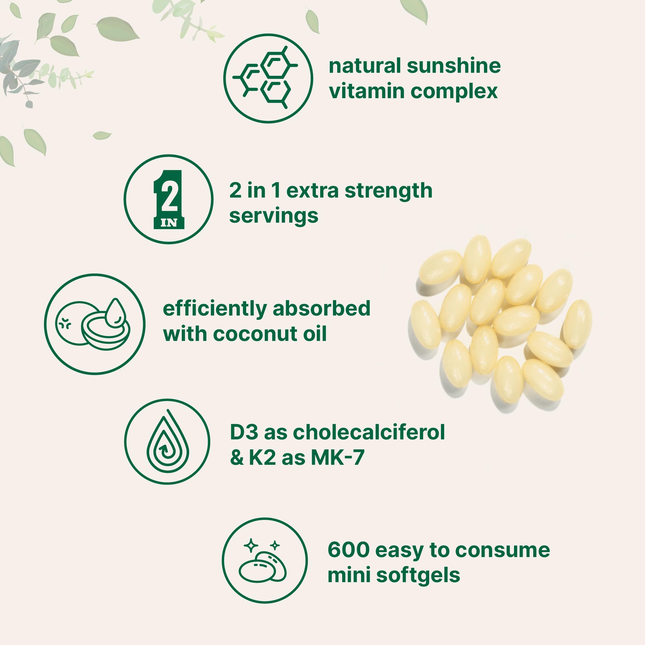 Micro Ingredients Vitamin D3 10,000 IU + K2 MK-7 200 mcg, 300 Softgels with Virgin Coconut Oil | 2-in-1 Vitamins D & K Complex | Extra Strength, Easy to Swallow, Non-GMO, Gluten Free