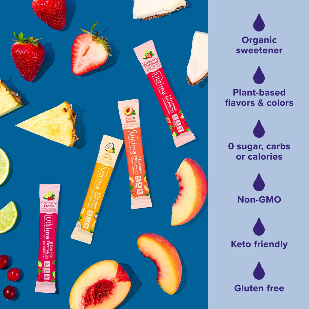 Ultima Replenisher Daily Electrolyte Powder – Raspberry, 20 Stickpacks – Zero Sugar Hydration Packets with 6 Electrolytes and Minerals – Sugar Free, Plant Based & Keto Friendly Drink Mix