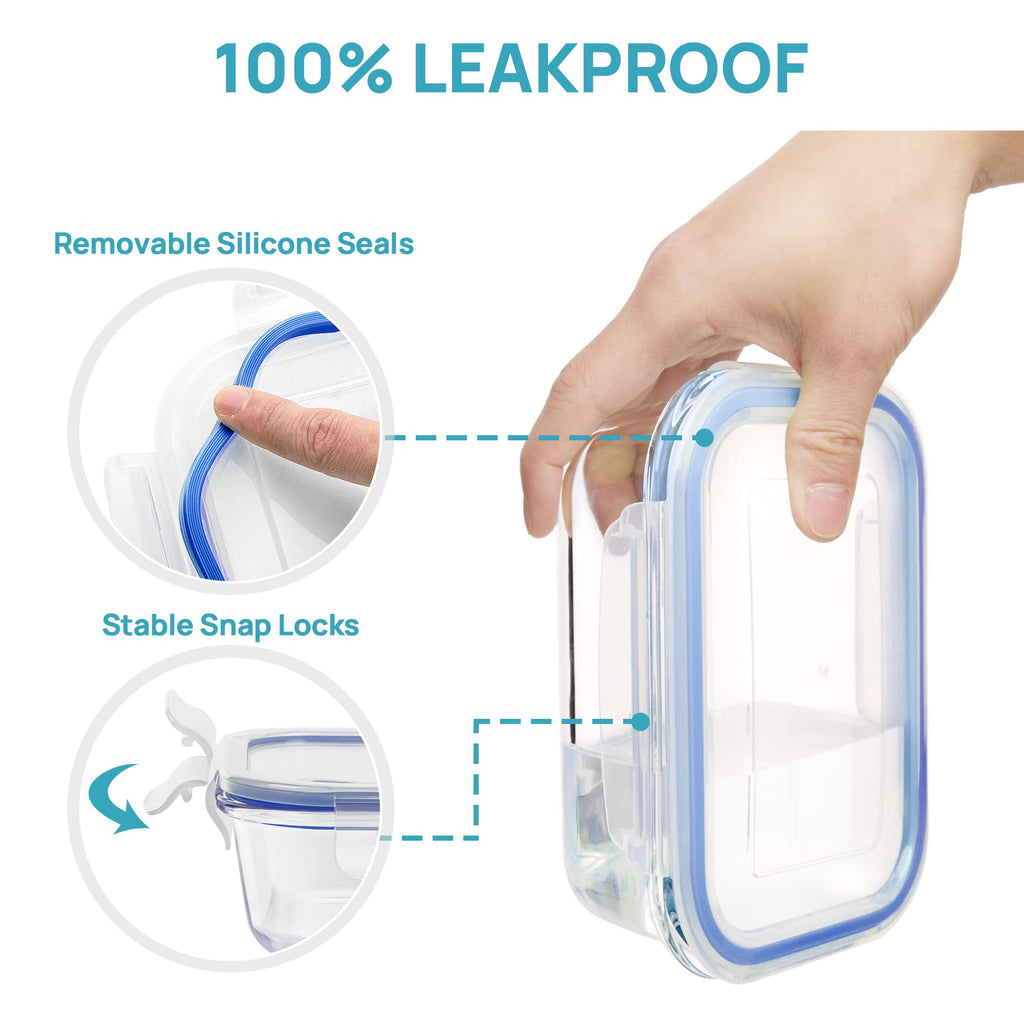 Vtopmart 8 Pack Glass Food Storage Containers with Airtight Lids, Glass Meal Prep Containers, Lunch Office Meal for Microwave, Oven, Freezer and Dishwasher, BPA Free