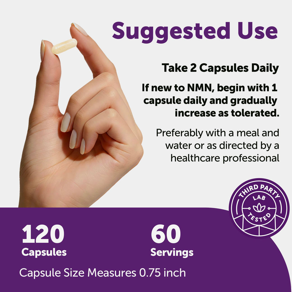 NMN Complex 1,000mg Per Serving, 60 Veggie Capsules | 10-in-1 with Nicotinamide Mononucleotide, Vitamin C, Resveratrol, CoQ10, TMG, Quercetin, & Glutathione | NAD+ Supplement Precursor | Filler Free