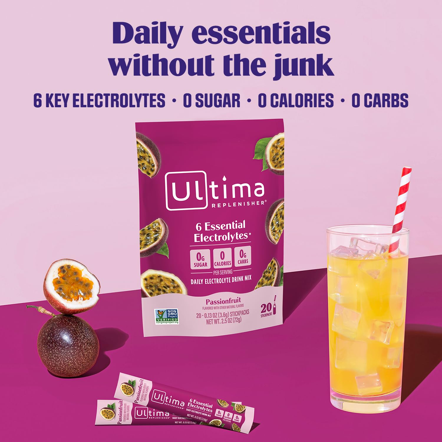 Ultima Replenisher Daily Electrolyte Powder – Raspberry, 20 Stickpacks – Zero Sugar Hydration Packets with 6 Electrolytes and Minerals – Sugar Free, Plant Based & Keto Friendly Drink Mix