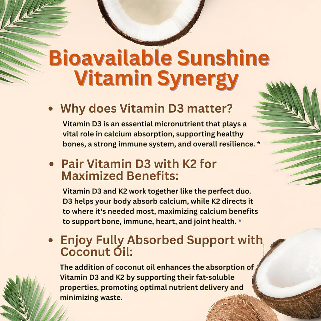 Micro Ingredients Vitamin D3 10,000 IU + K2 MK-7 200 mcg, 300 Softgels with Virgin Coconut Oil | 2-in-1 Vitamins D & K Complex | Extra Strength, Easy to Swallow, Non-GMO, Gluten Free