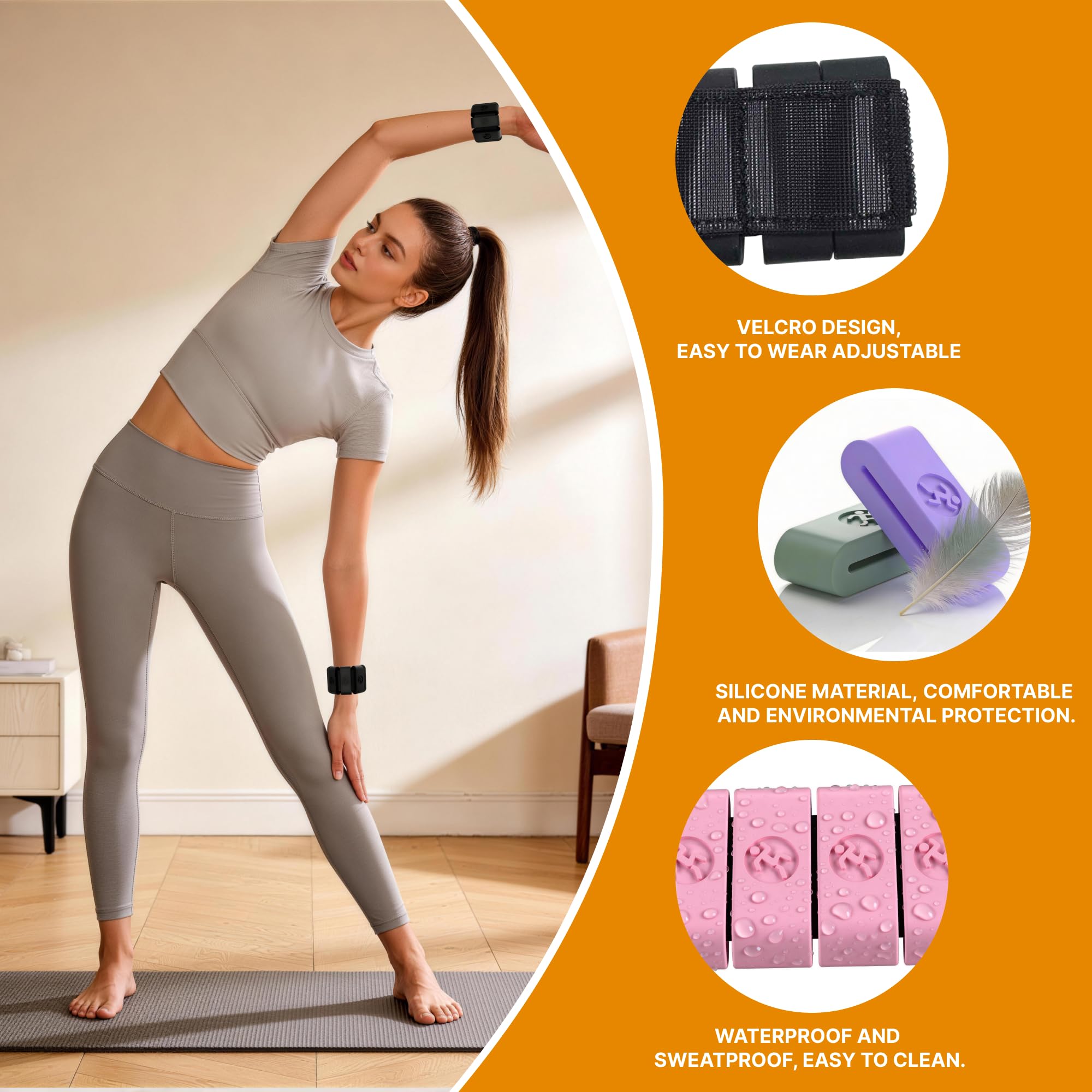 Adjustable Wrist Weights for Women Men, Leg Weights for Women 0.75lb-1lb-1.3lb Each for Walking, Yoga, Dance, Barre, Gym