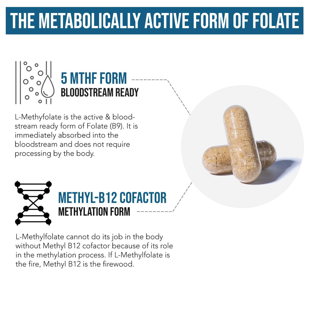 L Methyl Folate 15mg Plus Methyl B12 Cofactor – Organic Berry Flavor, High Potency Liquid Sublingual Active 5-MTHF Form - Supports Mood, Methylation, Cognition – Bioactive Forms Vitamin B9 & B12 (1oz)