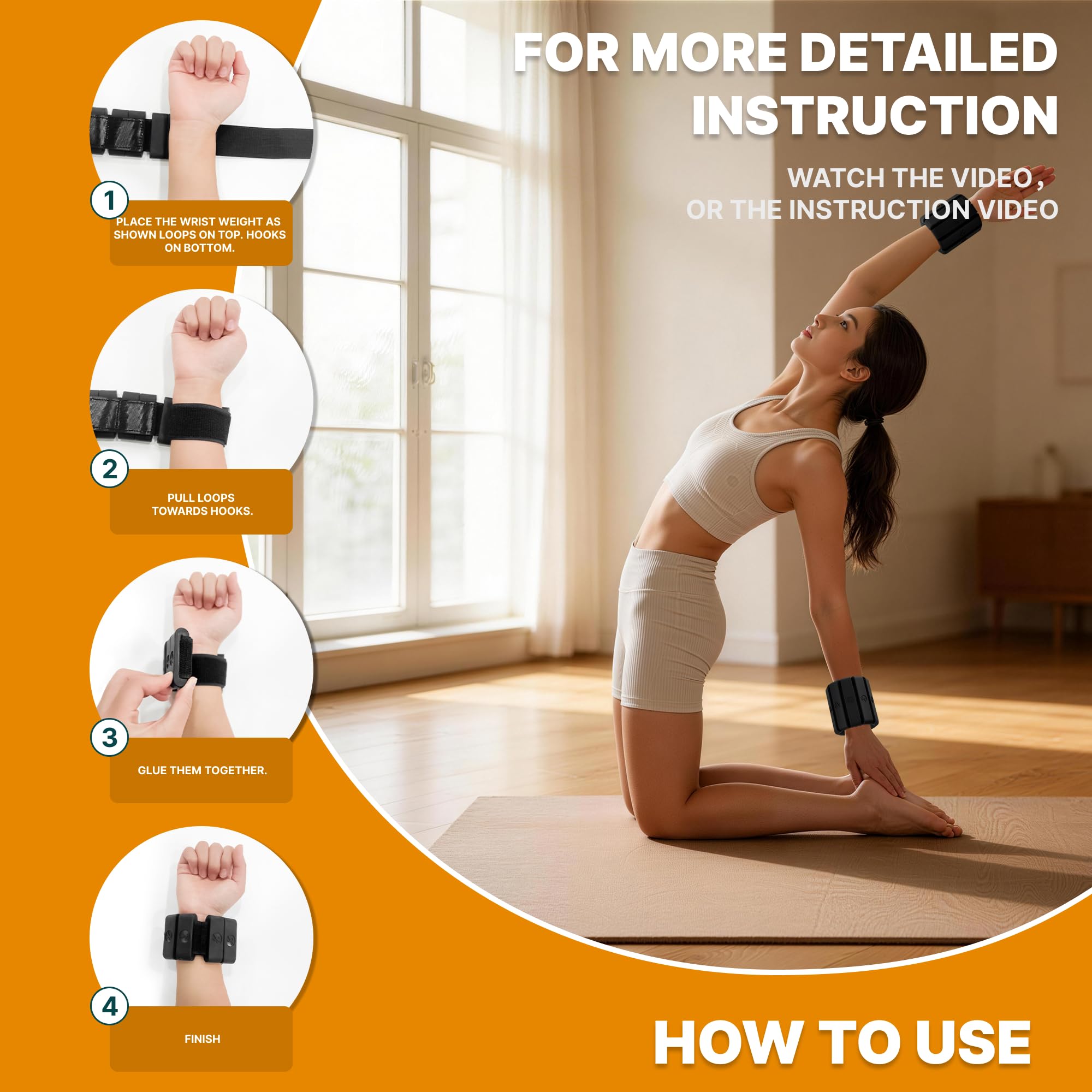 Adjustable Wrist Weights for Women Men, Leg Weights for Women 0.75lb-1lb-1.3lb Each for Walking, Yoga, Dance, Barre, Gym