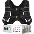 Zeerun Weighted Vest, 6lb/8lb/10lb/12lb/15lb/18lb/20lb/24lb/30lb for Men Women, Reflective Stripe Adjustable Buckle, Comfortable Durable Rucking Vest for Walking Running Strength Training