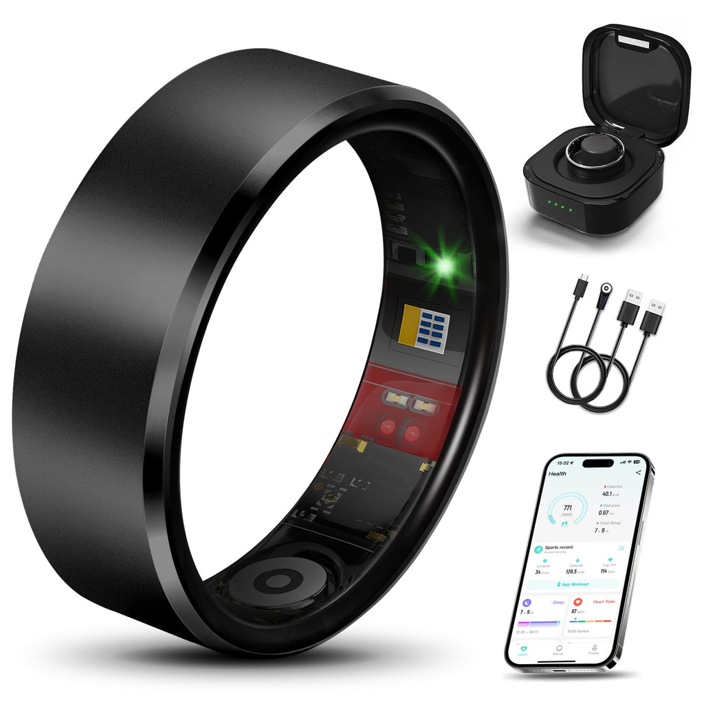 Smart Ring 2.0 for Women Men, Slim Scratch & Fingerprint Resistant Design, Advanced Chip Fitness Tracker, Sleep, Stress & Activity Monitoring, Waterproof, No Subscription Fees, Rose Gold 8
