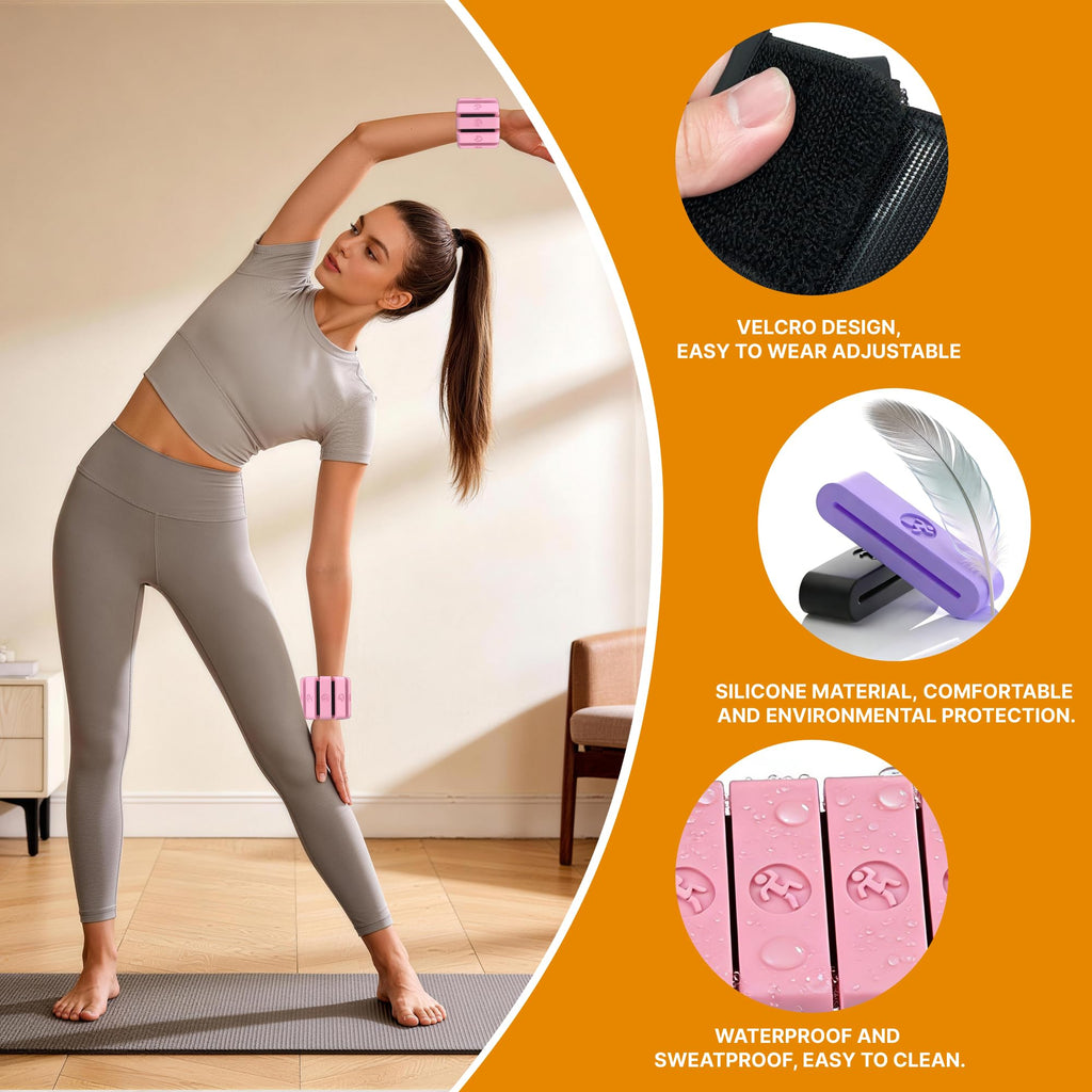 Adjustable Wrist Weights for Women Men, Leg Weights for Women 0.75lb-1lb-1.3lb Each for Walking, Yoga, Dance, Barre, Gym