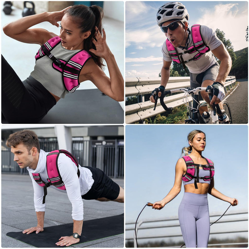 Zeerun Weighted Vest, 6lb/8lb/10lb/12lb/15lb/18lb/20lb/24lb/30lb for Men Women, Reflective Stripe Adjustable Buckle, Comfortable Durable Rucking Vest for Walking Running Strength Training