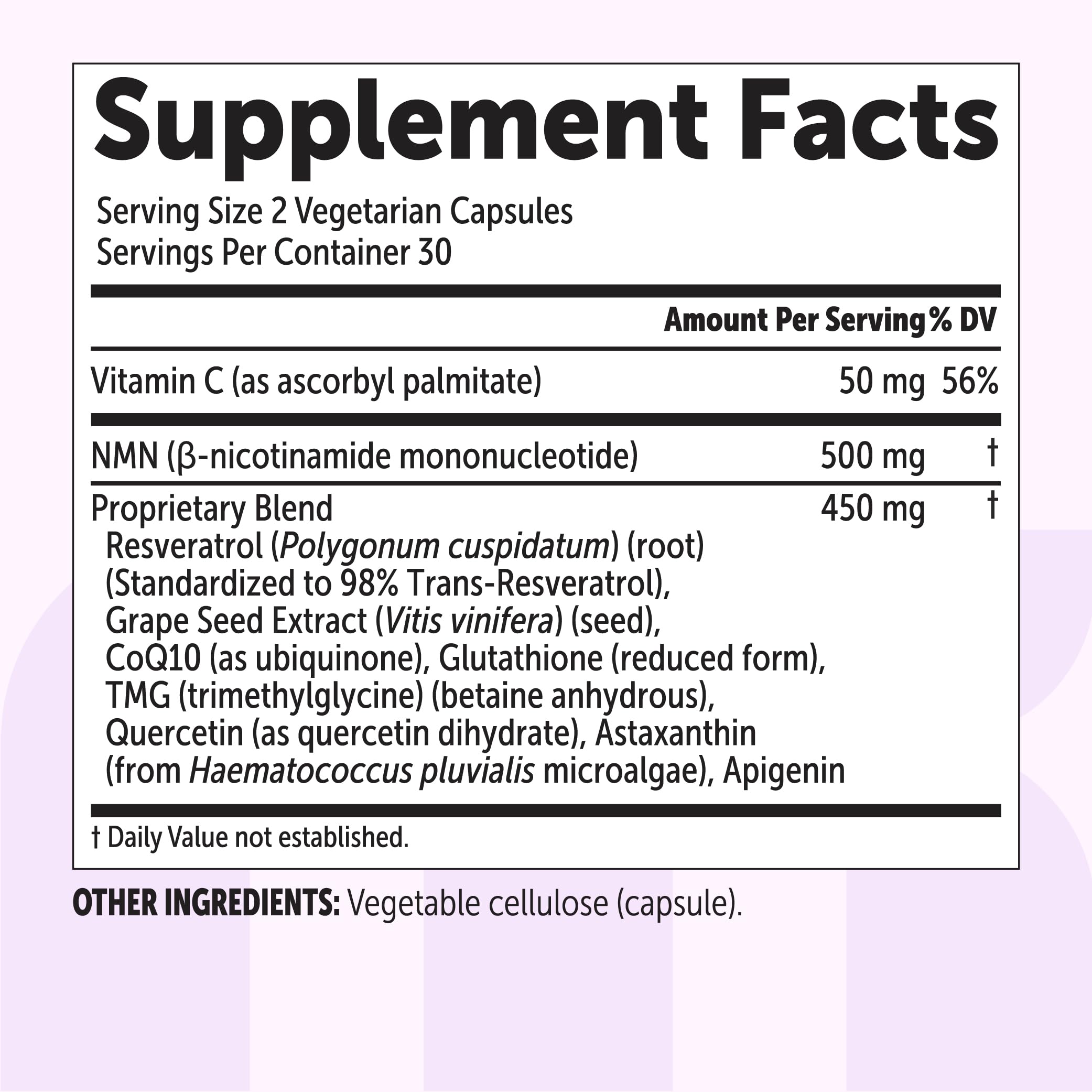 NMN Complex 1,000mg Per Serving, 60 Veggie Capsules | 10-in-1 with Nicotinamide Mononucleotide, Vitamin C, Resveratrol, CoQ10, TMG, Quercetin, & Glutathione | NAD+ Supplement Precursor | Filler Free