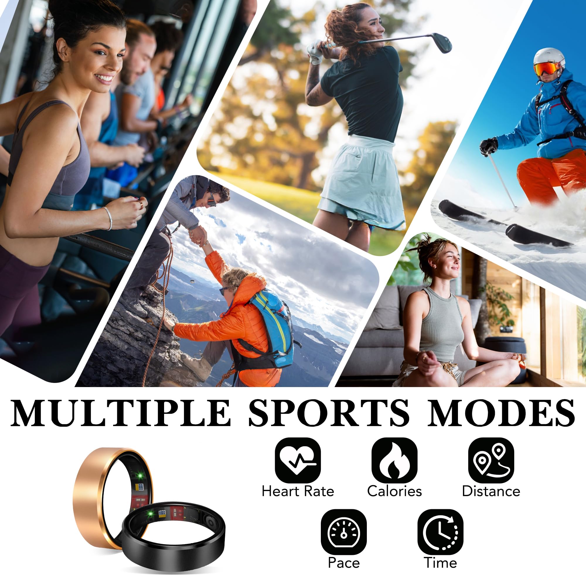 Smart Ring 2.0 for Women Men, Slim Scratch & Fingerprint Resistant Design, Advanced Chip Fitness Tracker, Sleep, Stress & Activity Monitoring, Waterproof, No Subscription Fees, Rose Gold 8