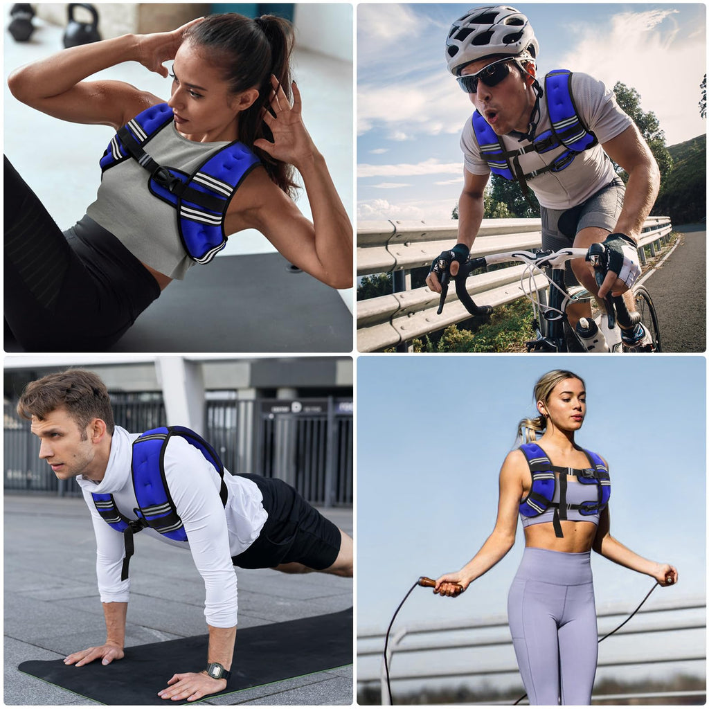 Zeerun Weighted Vest, 6lb/8lb/10lb/12lb/15lb/18lb/20lb/24lb/30lb for Men Women, Reflective Stripe Adjustable Buckle, Comfortable Durable Rucking Vest for Walking Running Strength Training