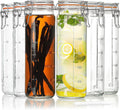 [Upgraded] 20 oz Glass Jars with Airtight Lids for Vanilla Extract, 6 Pack Glass Juice Bottles with 2 Measurement Marks, Glass Food Storage Canister Set For Beans, Spice, Tea, Drink, Milk. 600ML