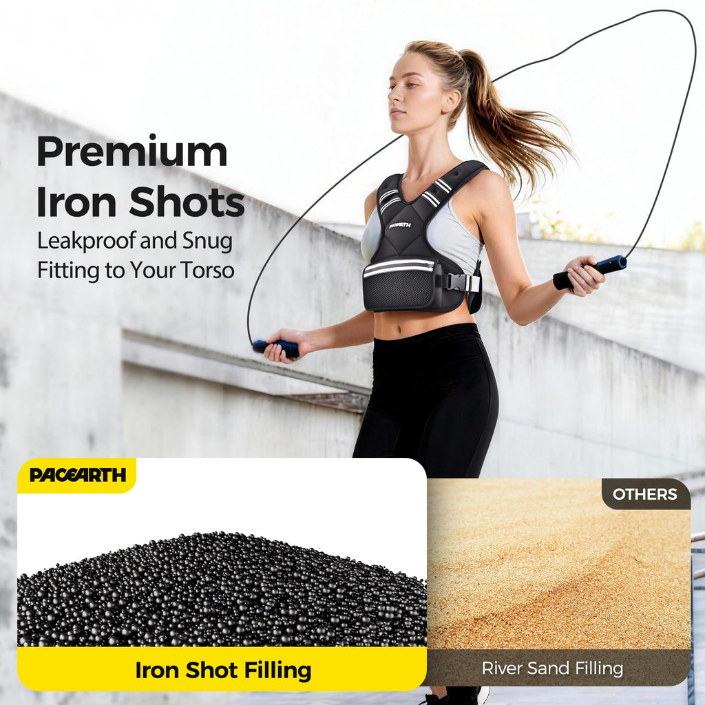 PACEARTH Adjustable Weight Vest 4-10lbs / 11-20lbs / 20-32lbs X-Shape Weighted Vest for Women and Men, Home Workout Ironsand Vest with Zipper Pouch and 6 Weight Packs, Available in Pink, Gray, Black