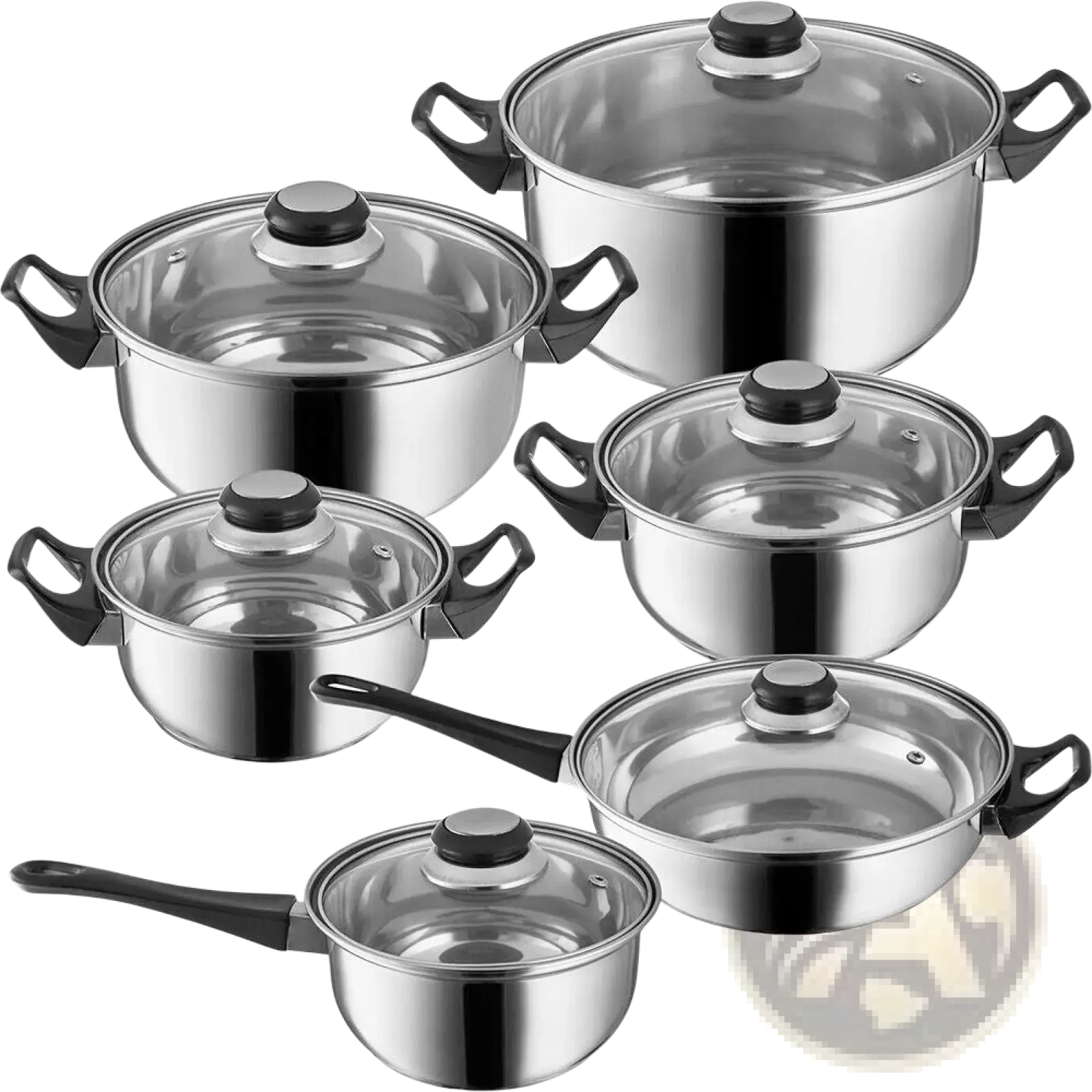 Stainless Steel Cookware Set 12 Piece with Glass Lids